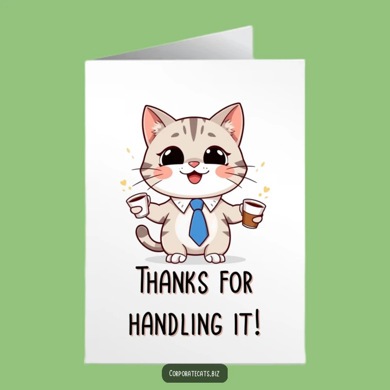 Free Printable Cat Tie Thank You Card - Humorous Downloadable for Busy Bees