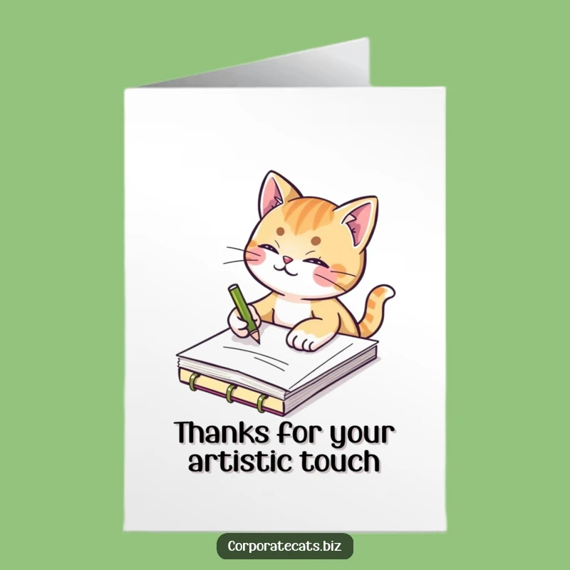 Free Printable Thank You Card: Artist Cat's Creation Funny Downloadable Gift