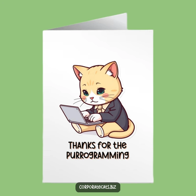 Free Printable Thank You Card: Business Cat Typing - Amusing Downloadable Appreciation