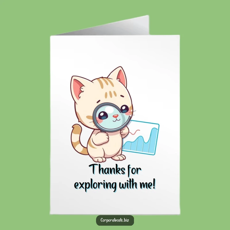 Free Printable Thank You Card: Curious Cat Examining Gratitude DIY Gift