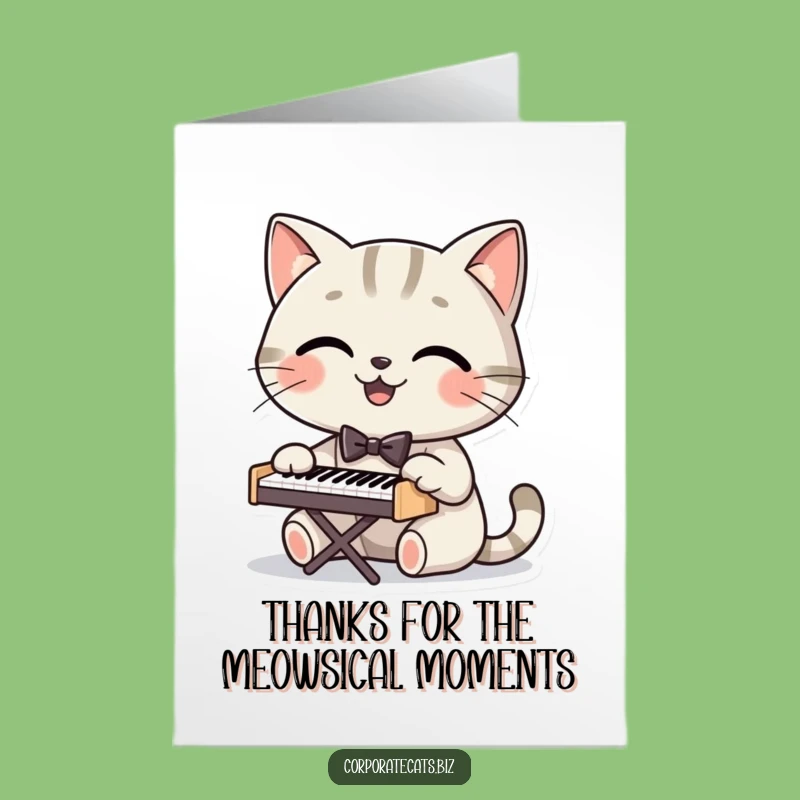 Free Printable Thank You Card: Dapper Cat Pianist, Heartfelt Humorous Downloadable Gift