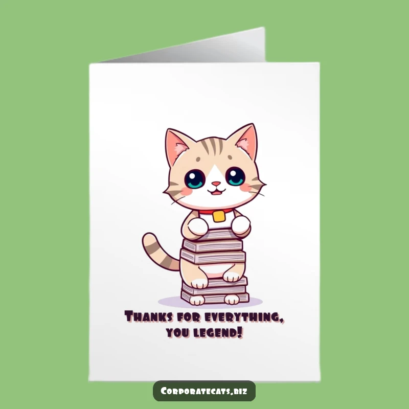 Free Printable Thank You Card: Whimsical Cat Office Appreciation Downloadable Gift