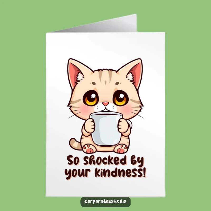 Grateful Free Printable Thank You Card: Surprised Cat's Coffee - Downloadable Thanks!