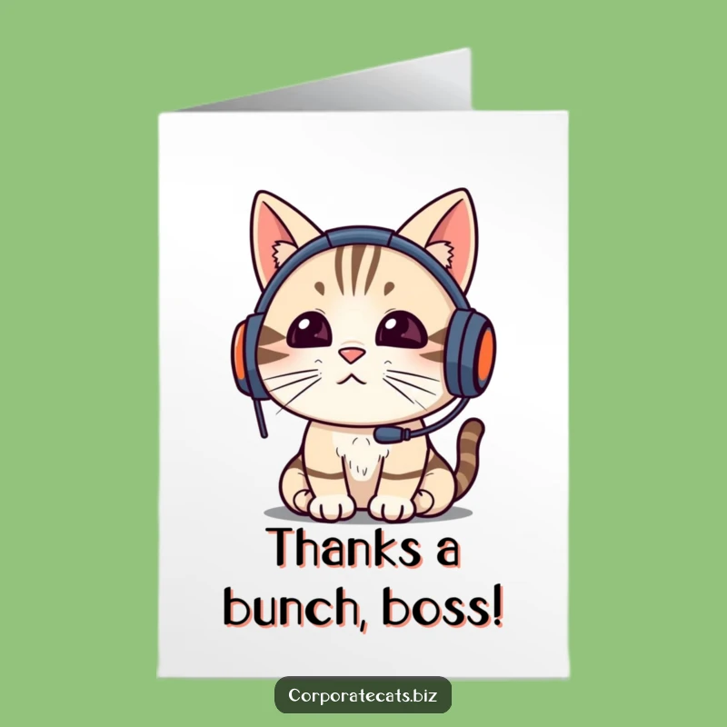 Free Printable Funny Thank You Card: Focused Cat Video Call - Express Gratitude Hilariously