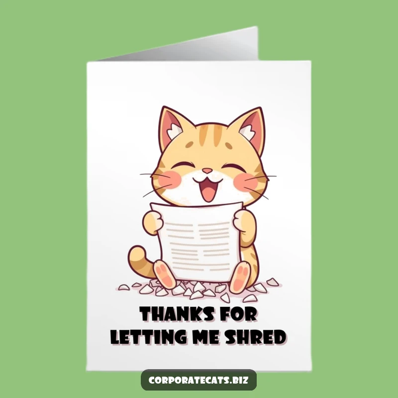 Free Printable Thank You Card: Cat Shredding Tasks, Funny Downloadable Gratitude