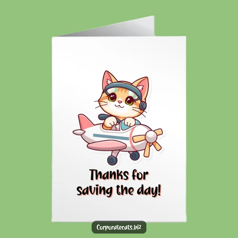 Free Printable Funny Airplane Cat Thank You Card - Gratitude Downloadable Gift