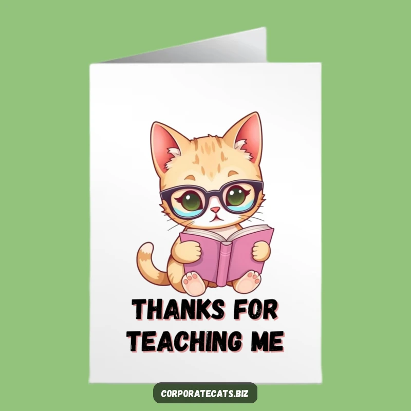 Free Printable Thank You Card: Bookish Cat Gratitude, Downloadable Thanks for Wisdom