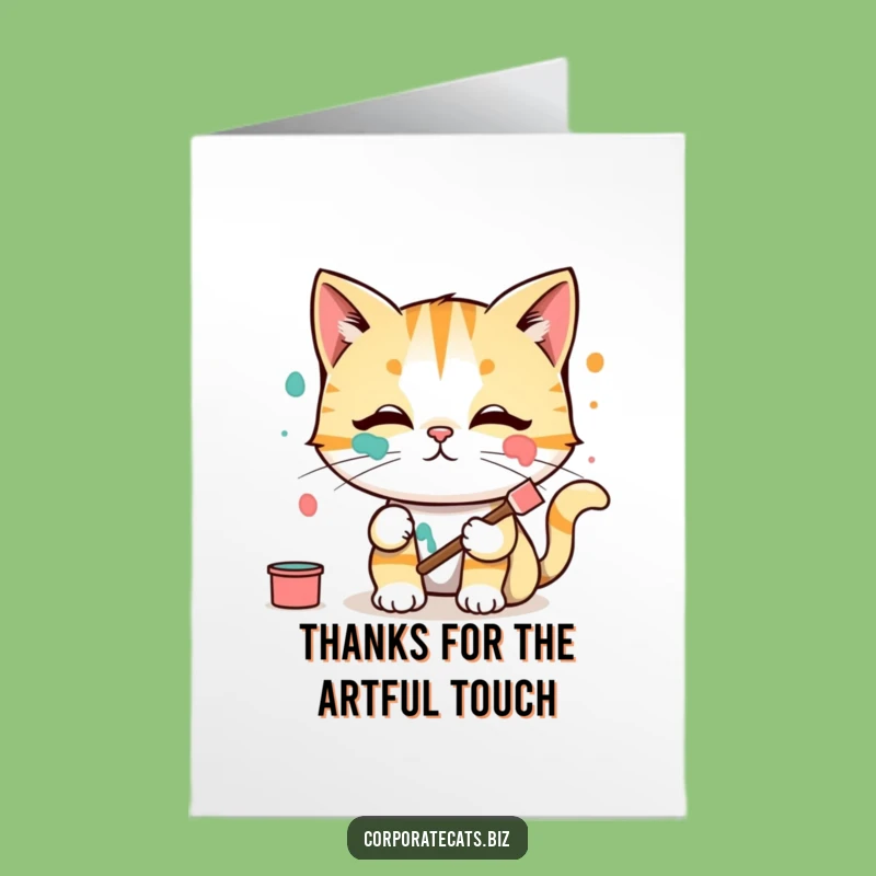 Funny Free Printable Thank You Card: Smudged Cat Artist - Unique Downloadable Gift!