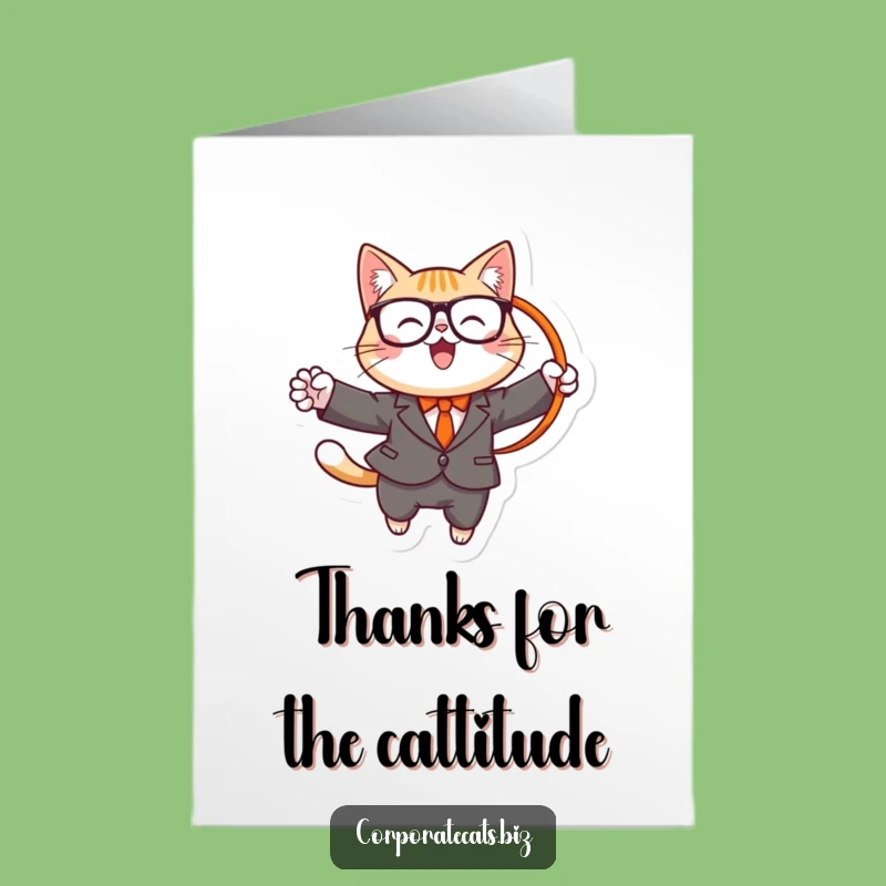 Free Printable Thank You Card: Cat's Hoop Jump, Funny Downloadable Gift