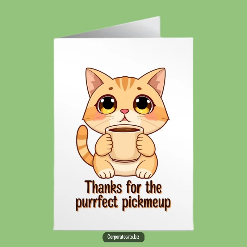 Free Printable Thank You Card: Coffee Cat Surprise Funny Downloadable Gift