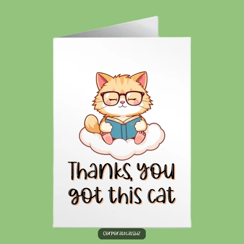 Free Printable Thank You Cat Card: Humorous Cloud Reader Downloadable Greeting