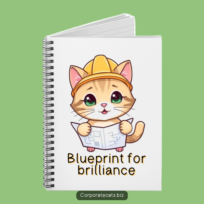Funny Engineer Cat Notebook: Playful Cat Blueprint Journal, Ideal Funny Gift