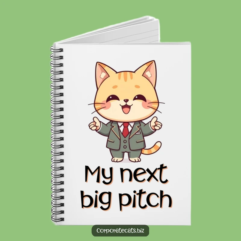 Funny Business Cat Notebook: Joyful Feline in Suit Presenting, Perfect Funny Gift Journal!