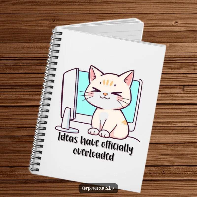 Funny crossed-eyed cat notebook, eyes crossed in concentration or confusion, ideal for jotting down funny thoughts.
