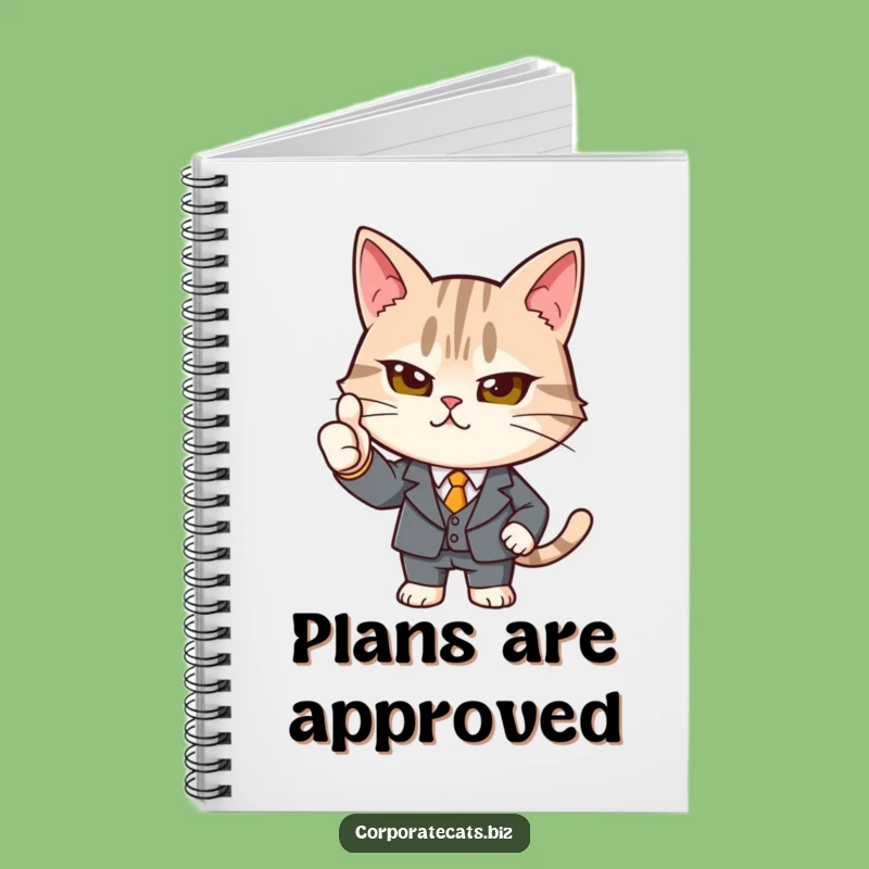 Funny Determined Cat Suit Thumbs-Up Notebook: Professional Journal & Humorous Stationery
