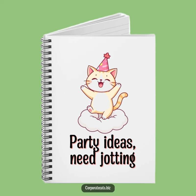 Funny Party Cat Notebook - Journal Celebration Fun Stationery Gift