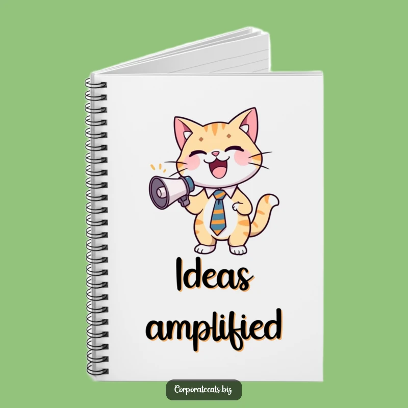 Funny Excited Cat Notebook: Cheerful Feline in Tie with Megaphone, Perfect Funny Gift Journal!