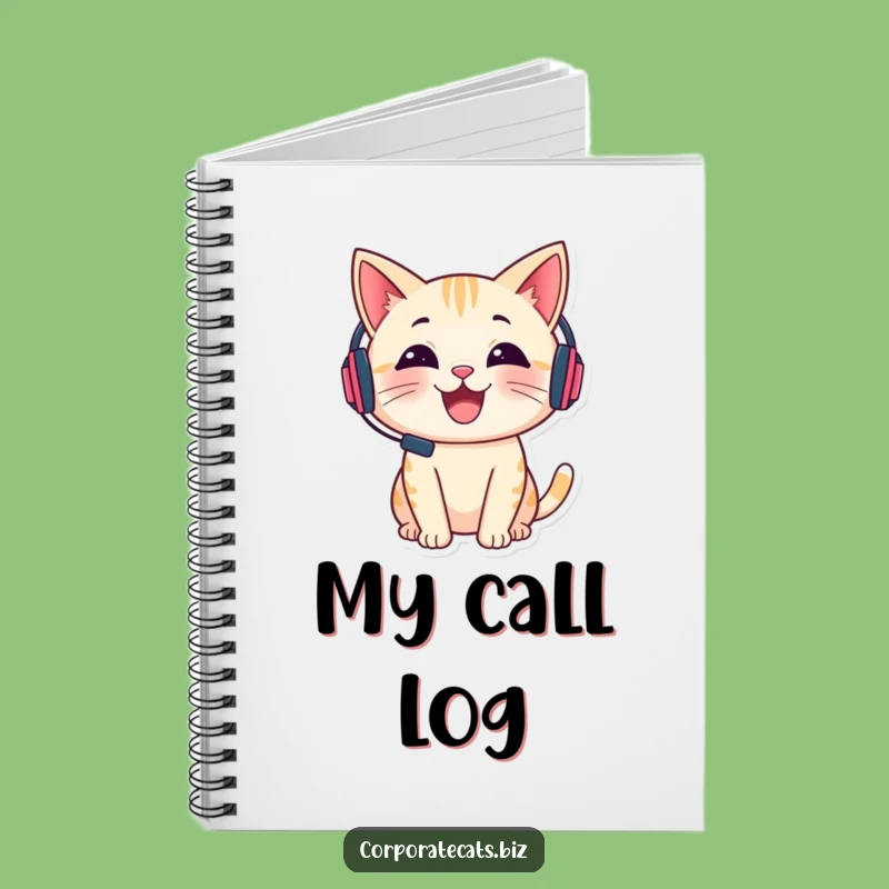 Funny Cat Chat Log Notebook - Cheerful Headset for Ideas