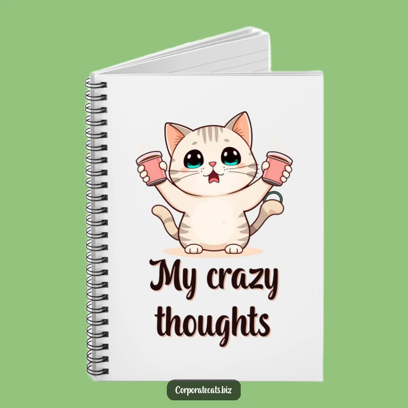 Funny Surprised Cat Notebook: Juggling Coffee Cups, Perfect Journal for Chaotic Ideas