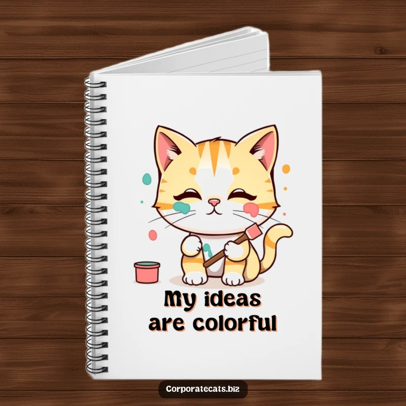 Funny Notebook: A cat artist smears paint on its face while painting. Inspiring creativity and humor.