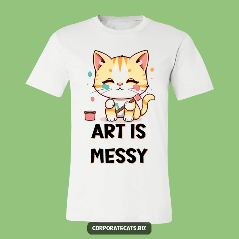 Funny Cat Artist T-Shirt: Paint Face Feline - Ideal Funny Present!
