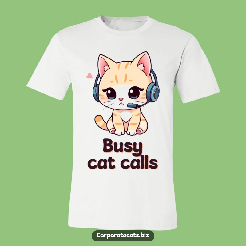 Funny Cat Video Call T-Shirt: Hilarious Headset Cat Work & Play Tee!