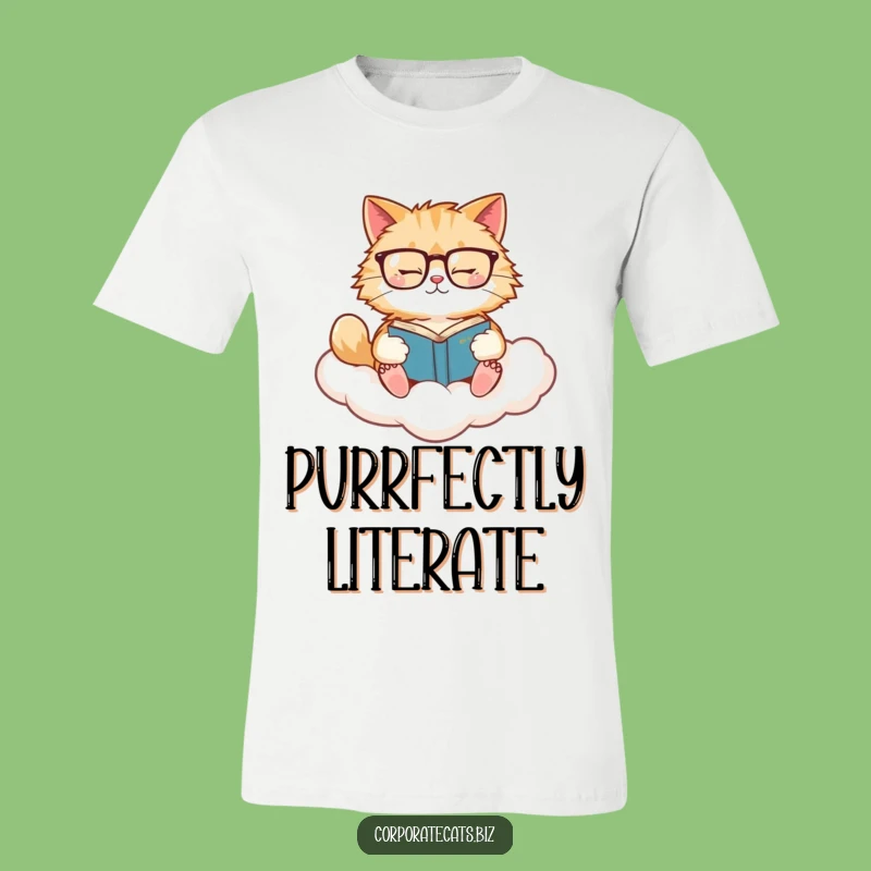 Funny Cat Reader T-Shirt: Comfy Tee with Cat Reading on Cloud, Hilarious Gift