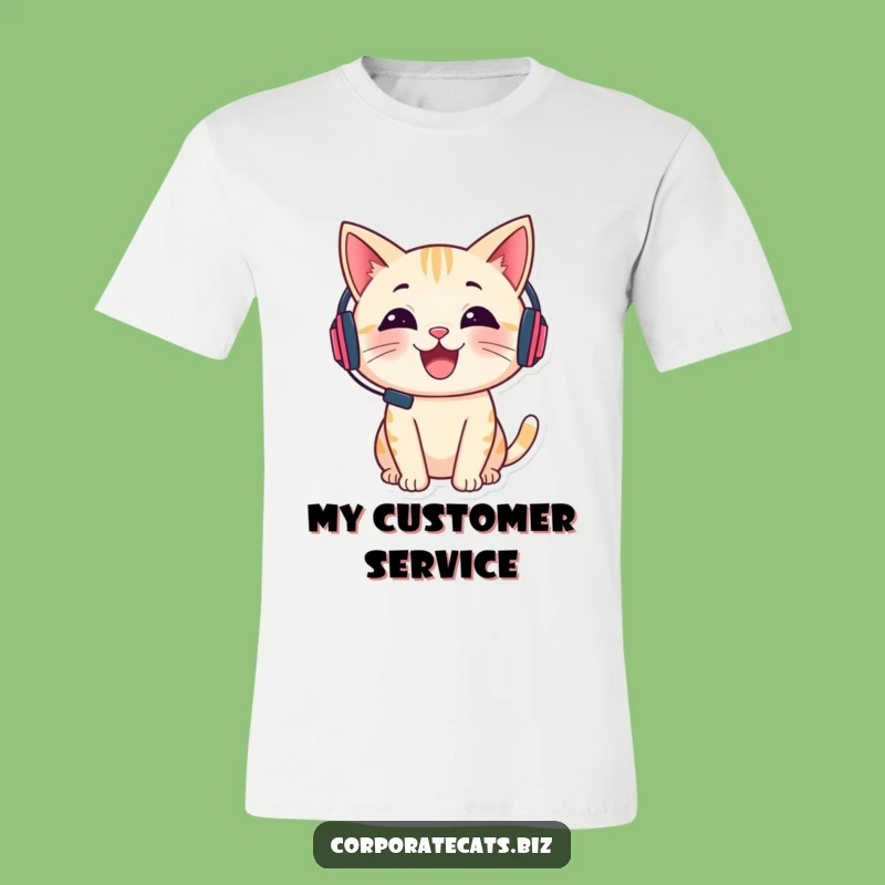 Funny Cheerful Cat Talker T-Shirt - Tiny Headset Gamer Tee