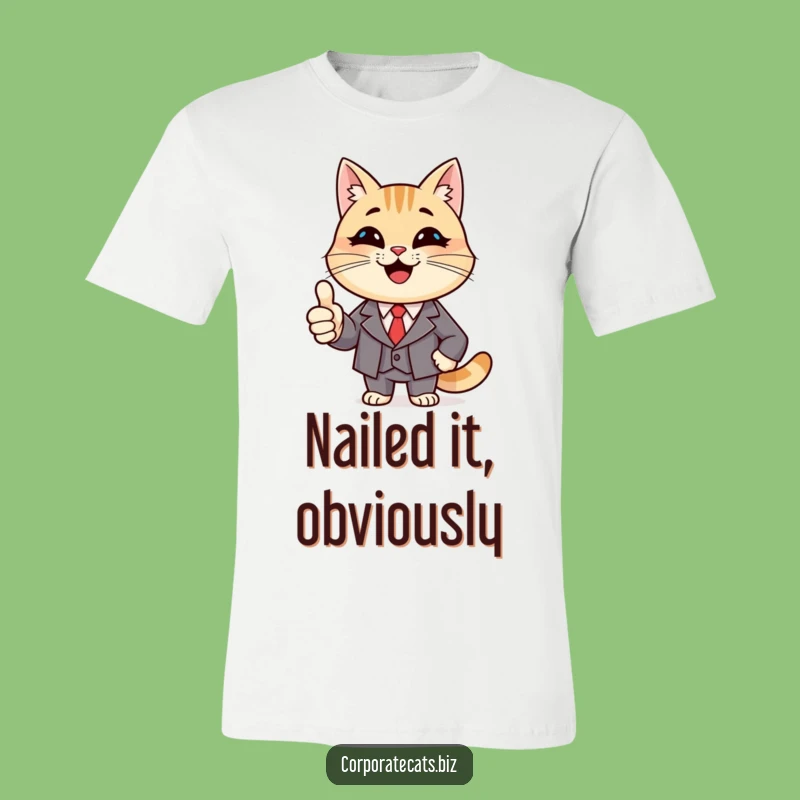 Funny Boss Cat T-Shirt: Smiling Cat in Suit, Thumbs Up, Ideal Funny Gift