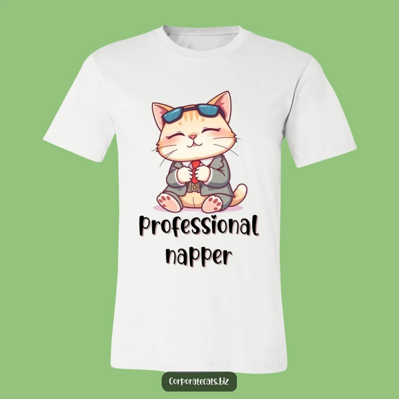 Funny Napping Cat Suit T-Shirt: Relaxed Feline Business Casual Tee Gift