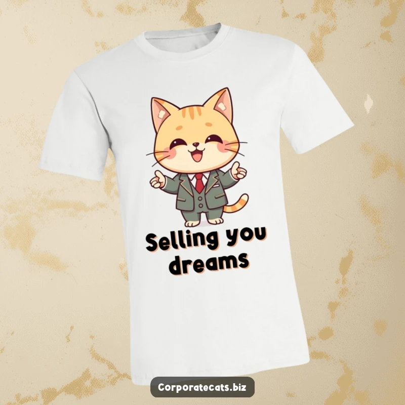 Funny cat t-shirt featuring a happy cat in a sharp business suit, holding a pointer and presenting charts.