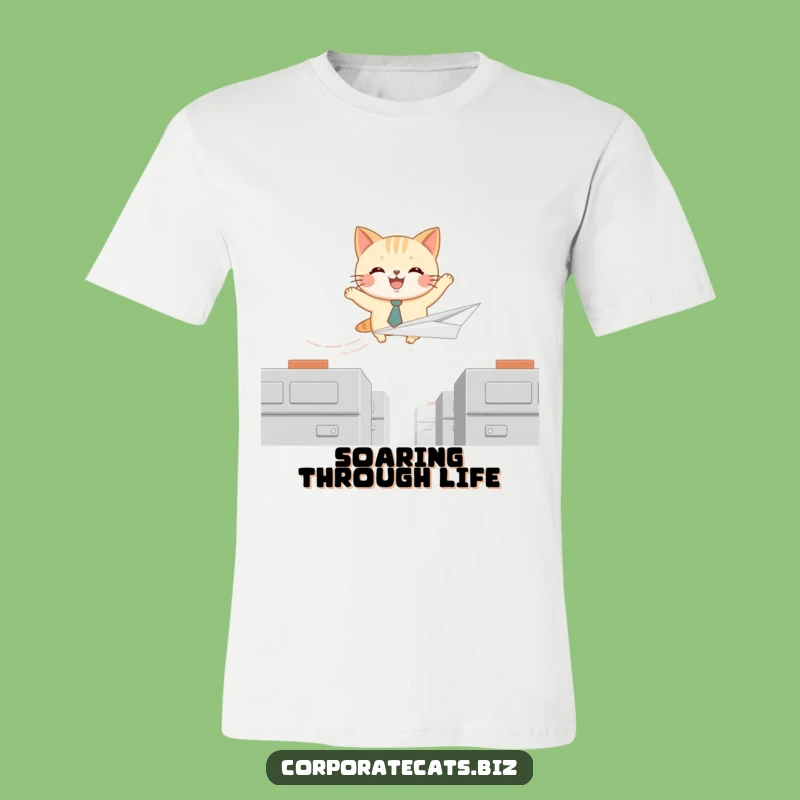 Funny Paper Airplane Cat T-Shirt - Hilarious Tee for the Adventurous Soul
