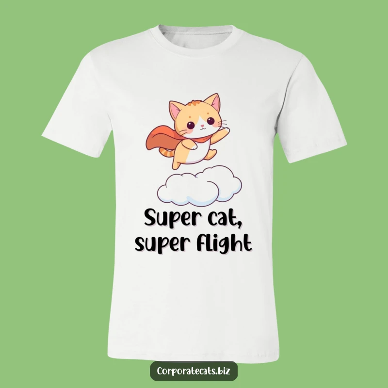 Funny Superhero Cat Cape T-Shirt - Cloud Leaping Tee Gift
