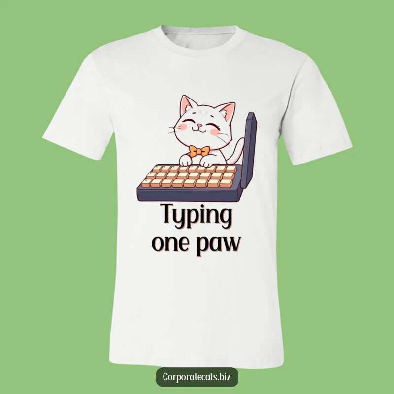 Funny Cat T-Shirt: Bowtie Typist Kitten, Hilarious Tech Style Funny Gift