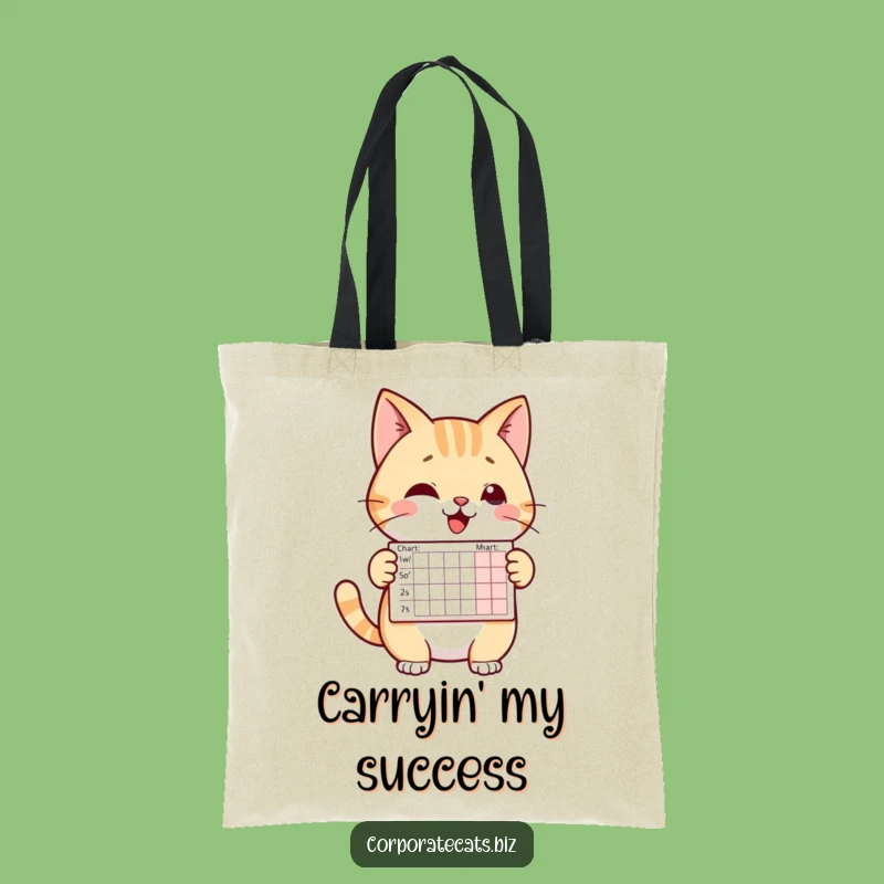 Funny Cheerful Cat Tote Bag: Presenting Tiny Chart, Practical and Hilarious for Work