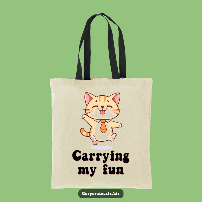 Funny Playful Cat Tie Jump Tote Bag: Stylish & Hilarious Feline Accessory
