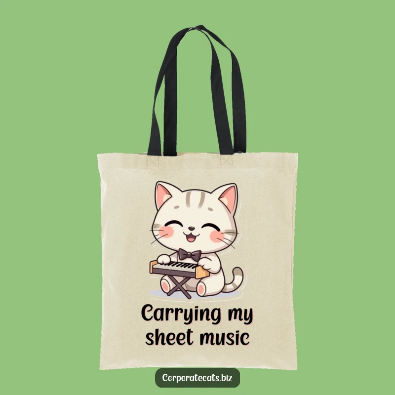 Funny Dapper Cat Pianist Tote Bag: Carry Your Essentials with Musical Charm
