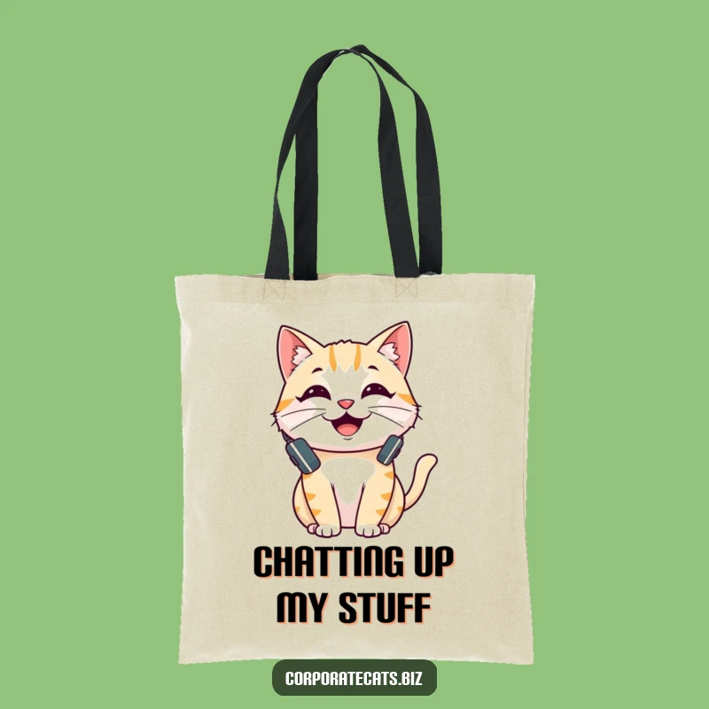 Funny Cheerful Cat Tote Bag - Practical Talking Feline Carry-All - Hilarious Gift Idea