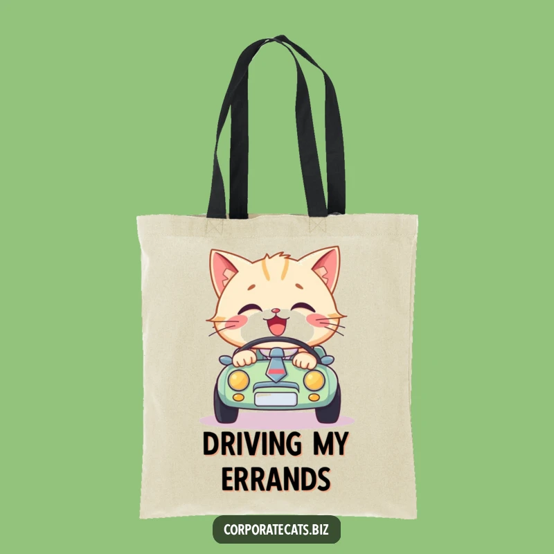 Funny Cat Driver Tote Bag - Chic Necktie Cat Car Bag for Everyday