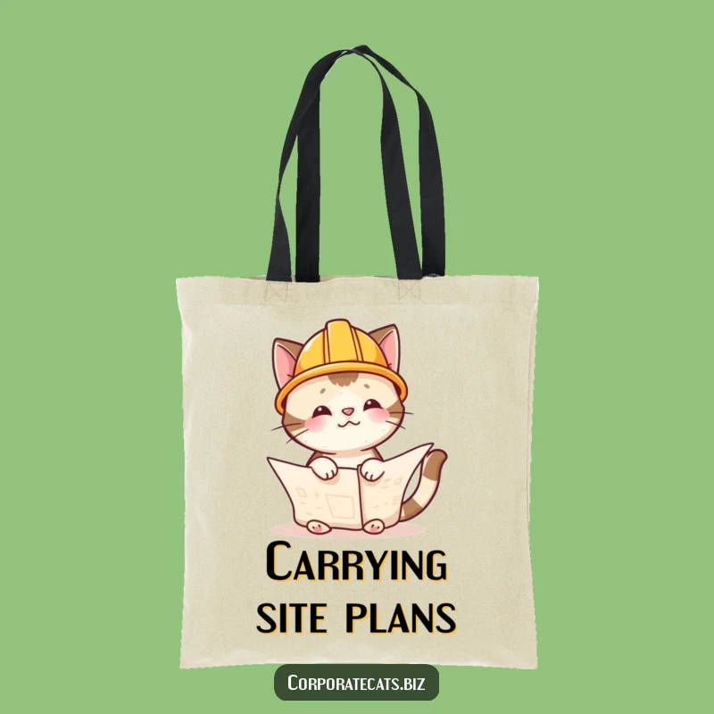 Funny Cat Architect Tote Bag - Durable Blueprint Bag for Stylish Cat Lovers