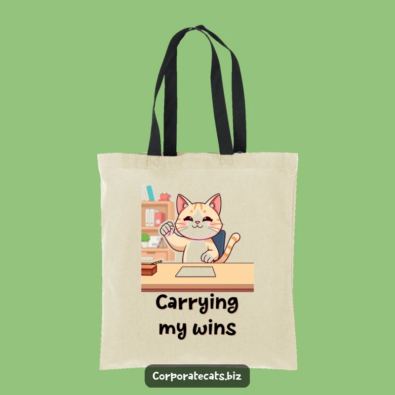 Funny Cat Fist Pump Tote Bag - Carry Your Victories in Style