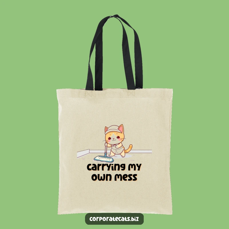 Funny Cat Janitor Tote Bag: Carry Your Cleanliness (Carefully!) - Great Funny Gift!