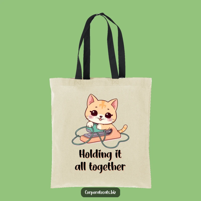 Funny Cat Stapler Tote Bag: Hilarious Office Carry-All Gift