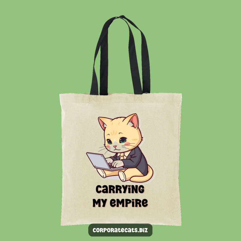 Funny Cat Suit Typist Tote Bag - Carry Your Business with Purrfection