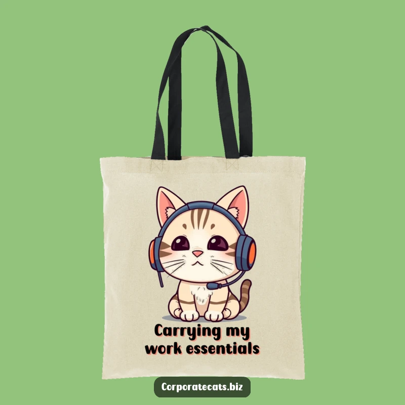 Funny Cat Video Call Tote Bag: Stylish & Humorous WFH Feline Carryall, Great Gift!