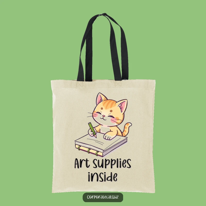 Funny Creative Cat Tote Bag - Art Sketching Feline Carry-All - Hilarious Artist Gift