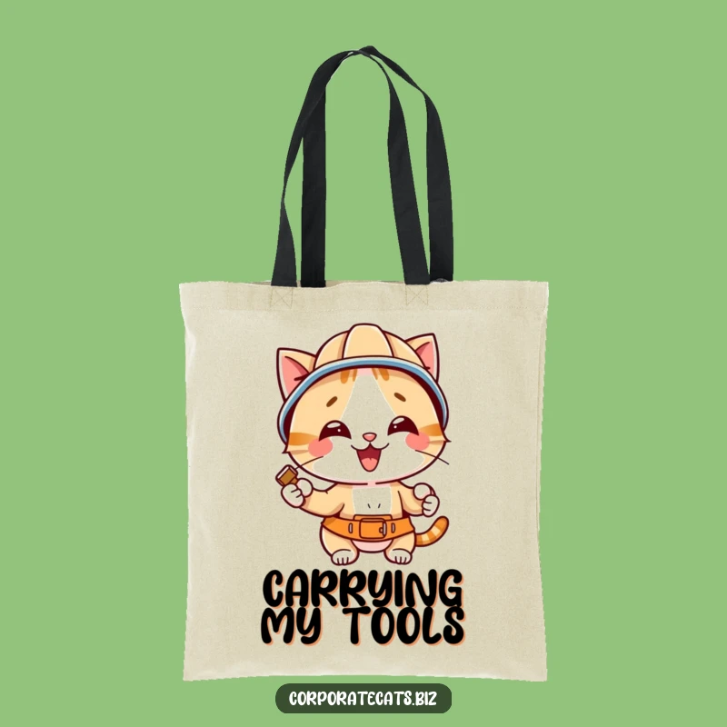 Funny Hard Hat Cat Tote Bag - Carry Your Laughs and Supplies