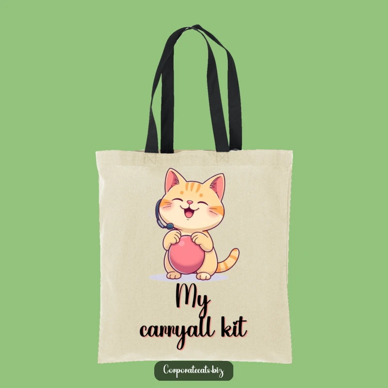 Funny Tote Bag: Headset Stress Ball Cat, Daily Calm Funny Gift